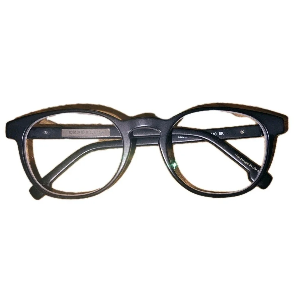 REPUBLICA LOUISVILLE 49□20-140 BK Black Round Horn Rim RX Eyelasses Frames